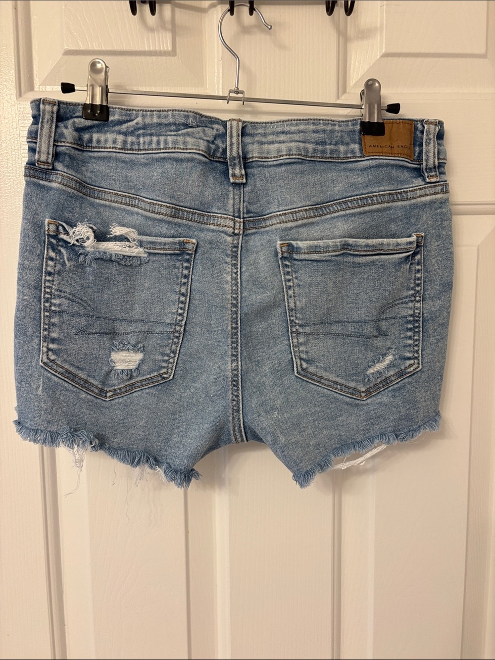 Light Blue Distressed Denim Shorts - Picture 2 of 3